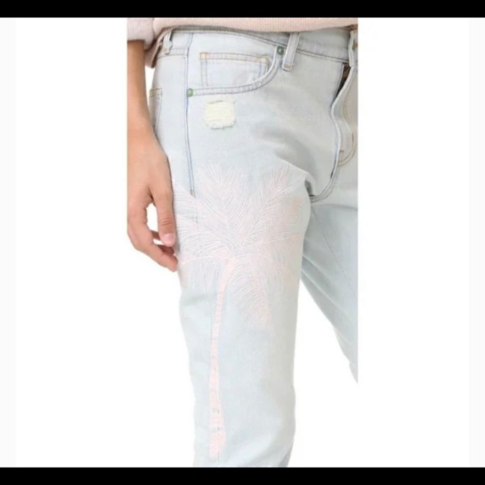 Anthropologie‎ Sandrine Rose Flamingo Palm tree Pattern Ankle Light Wash 24 - Picture 2 of 12